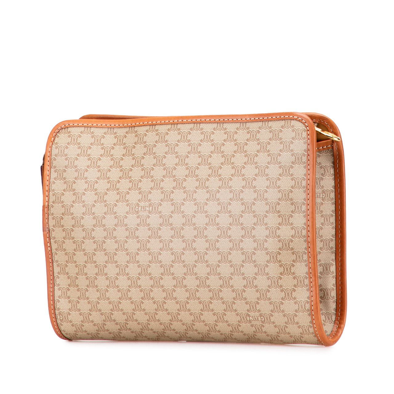 Celine Macadam Coated Canvas Clutch Bruin