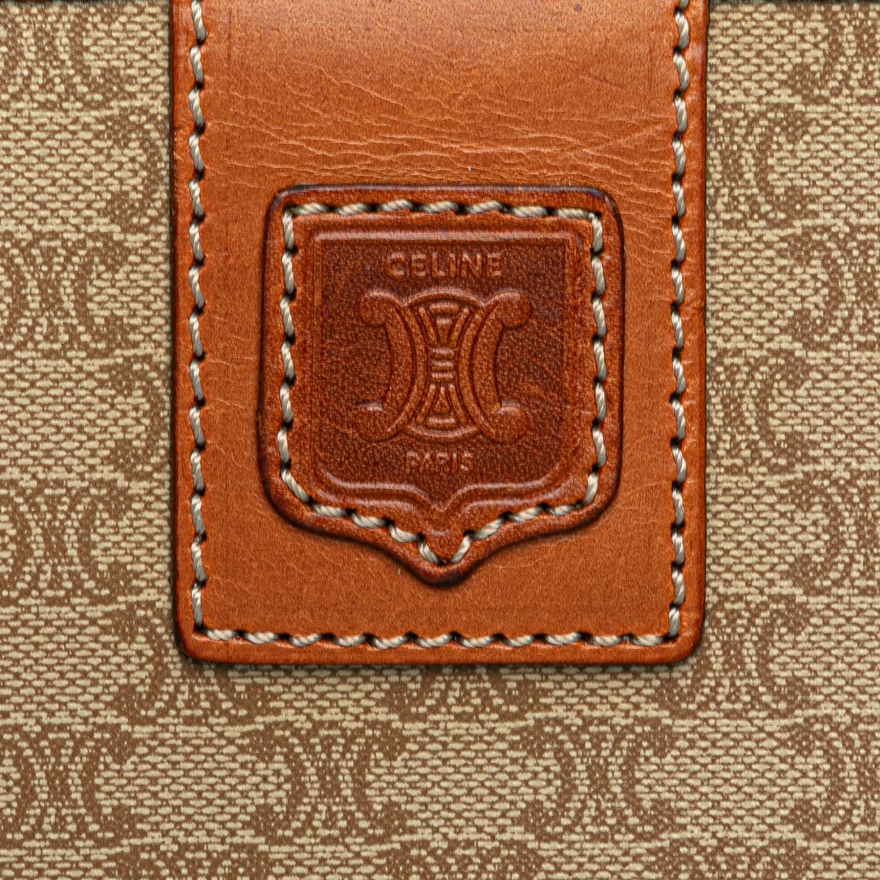Celine Macadam Coated Canvas Clutch Bruin