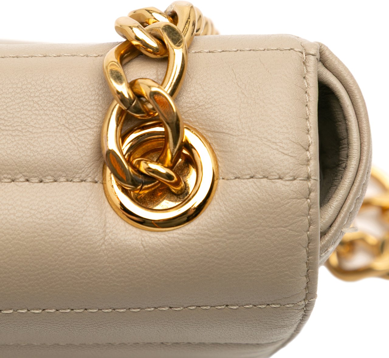 Celine Matelasse Goatskin Monochrome Chain Shoulder Bag Bruin