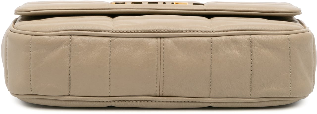 Celine Matelasse Goatskin Monochrome Chain Shoulder Bag Bruin