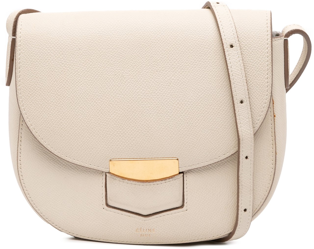 Celine Small Grained Calfskin Trotteur Crossbody Wit