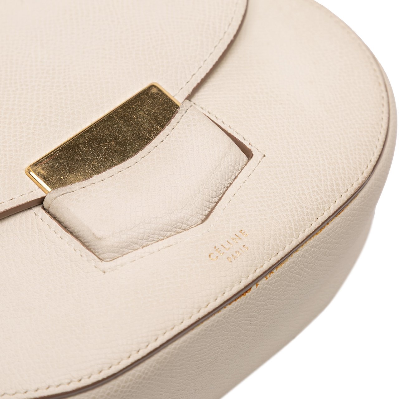 Celine Small Grained Calfskin Trotteur Crossbody Wit