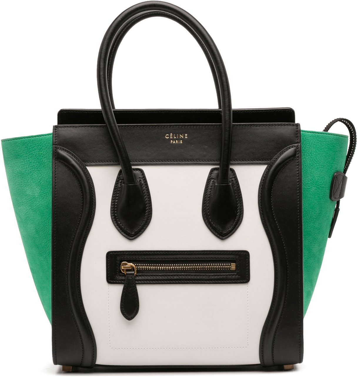 Celine Micro Tricolor Nubuck and Calfskin Luggage Tote Wit