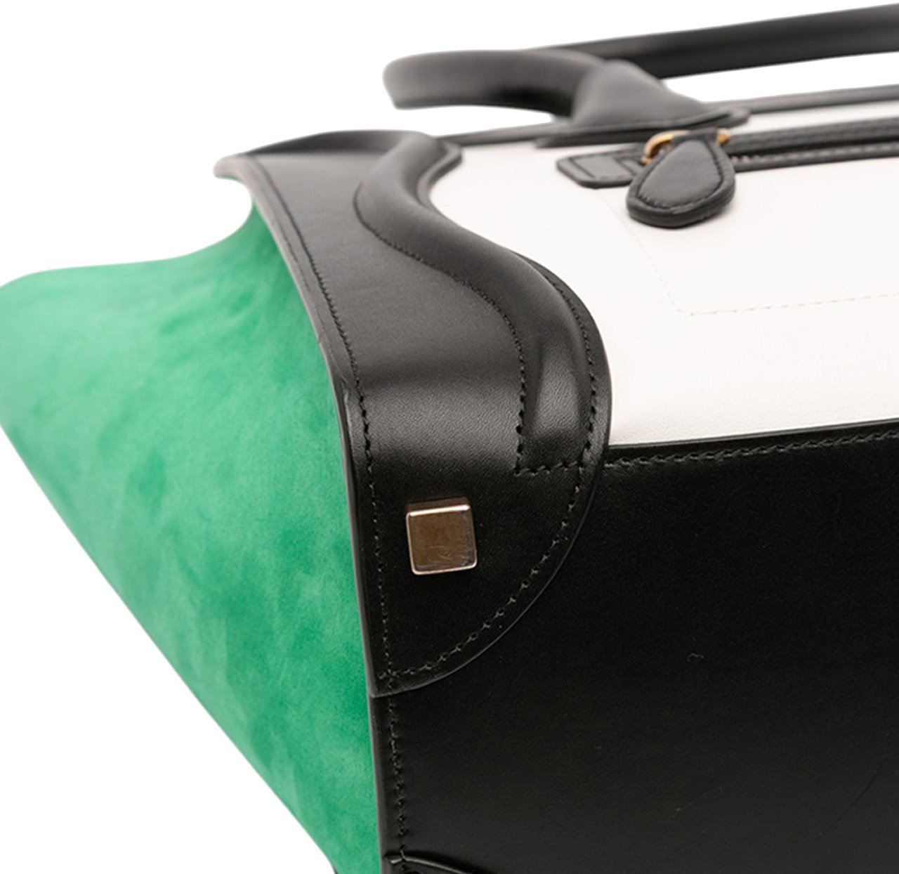Celine Micro Tricolor Nubuck and Calfskin Luggage Tote Wit