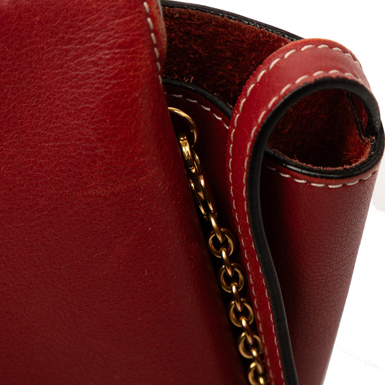 Celine Trifold Leather Clutch On Chain Rood