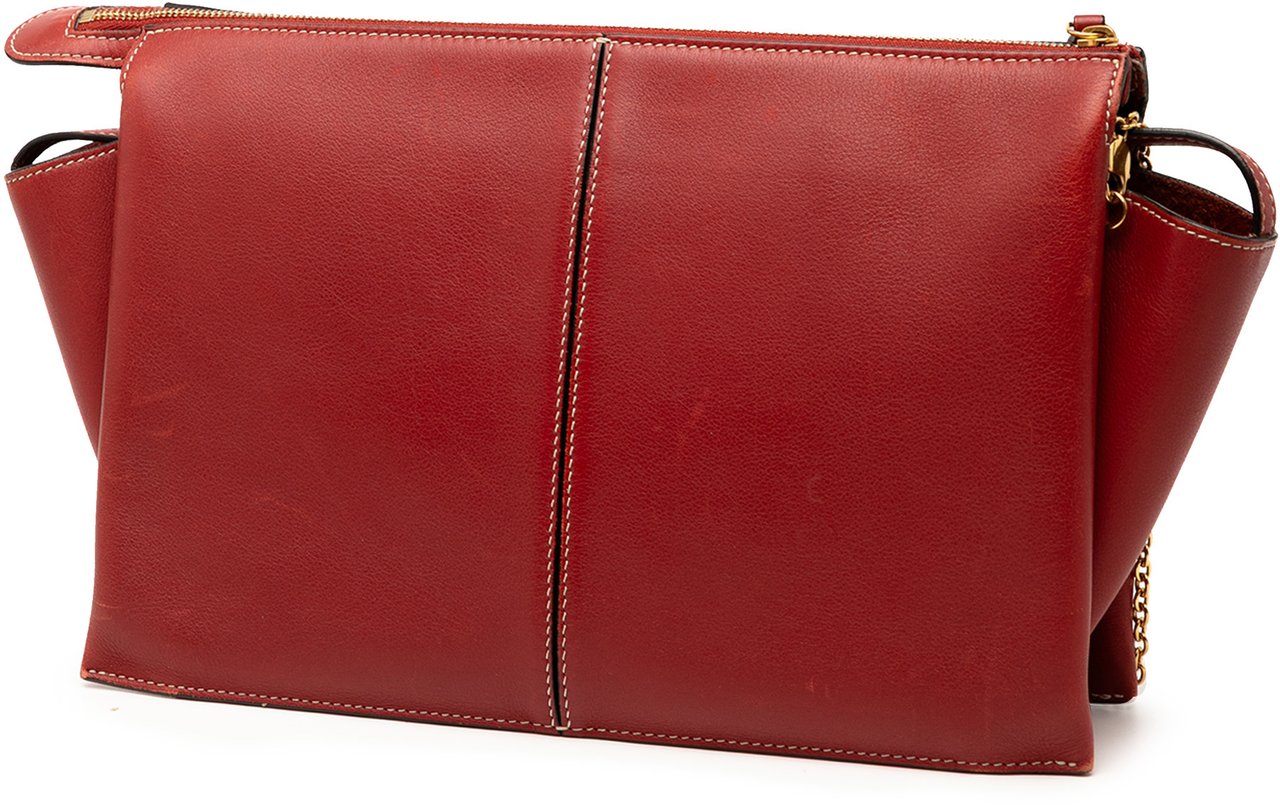 Celine Trifold Leather Clutch On Chain Rood