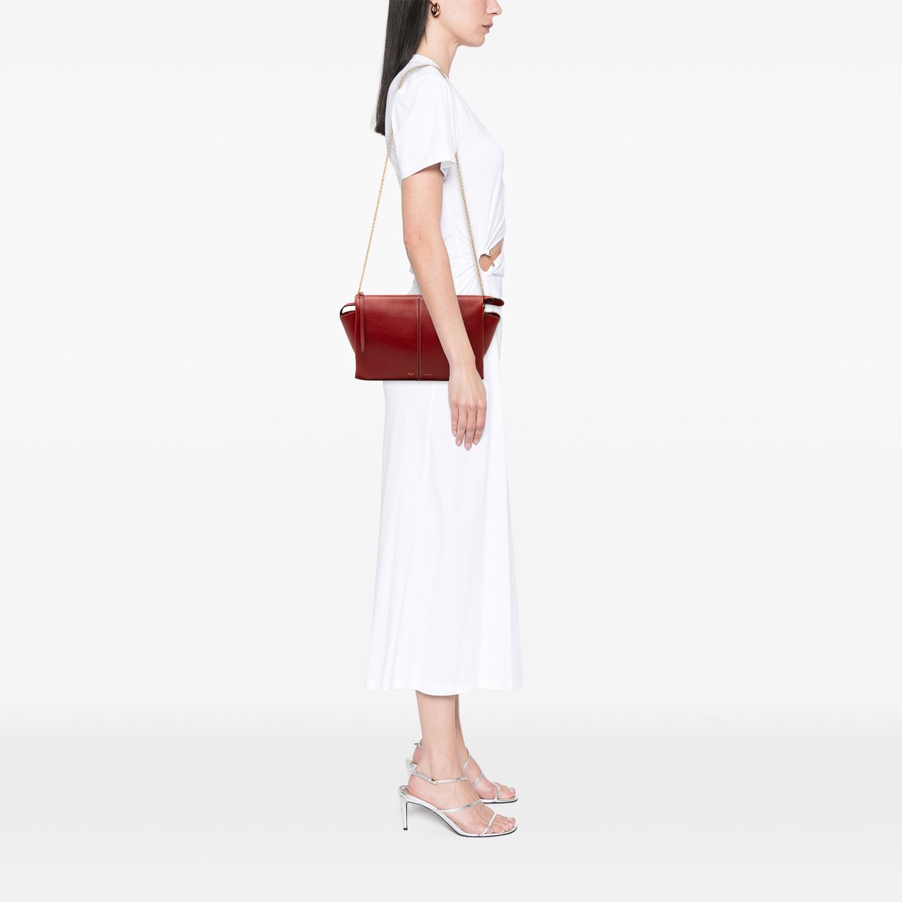 Celine Trifold Leather Clutch On Chain Rood