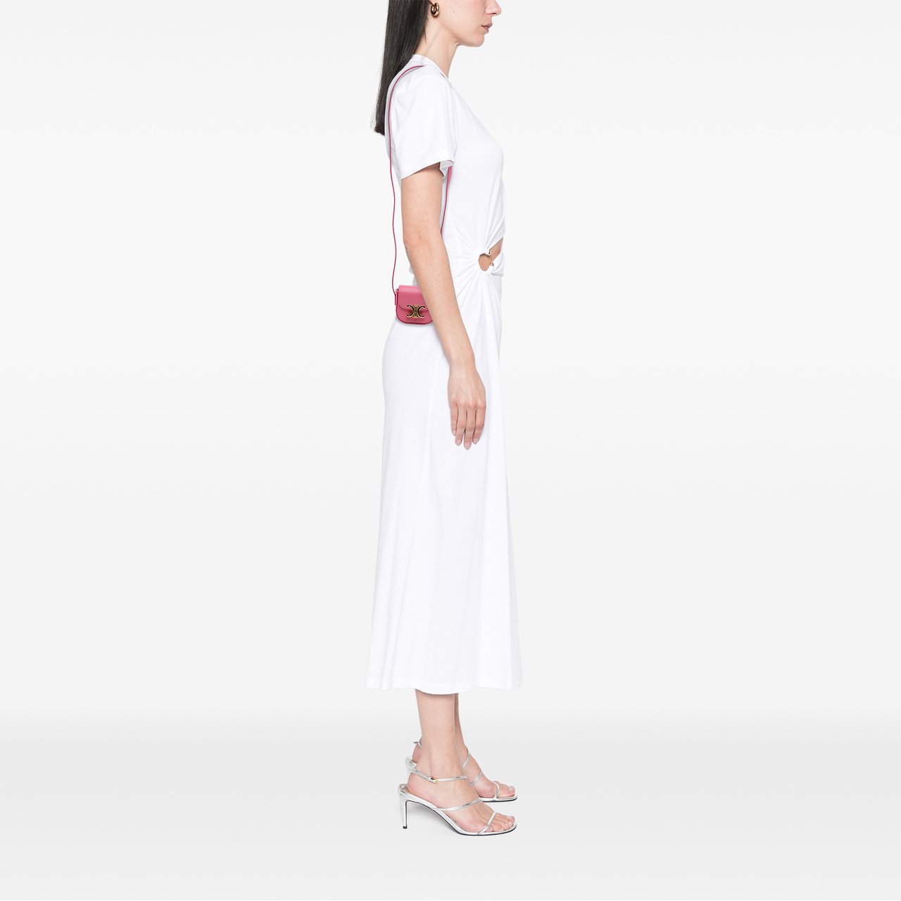 Celine Mini Shiny Calfskin Triomphe Crossbody Roze