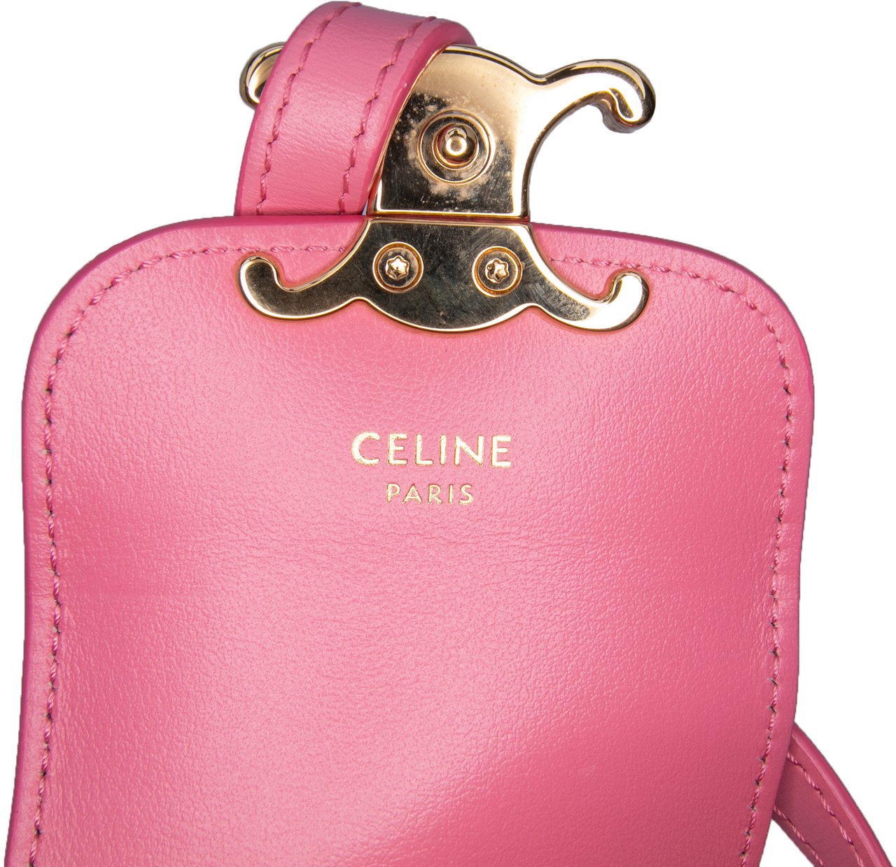 Celine Mini Shiny Calfskin Triomphe Crossbody Roze