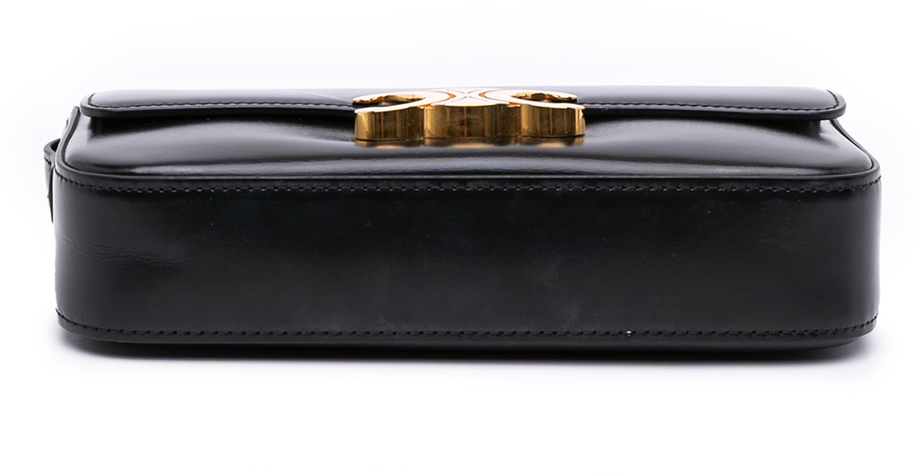 Celine Shiny Calfskin Claude Shoulder Bag Zwart