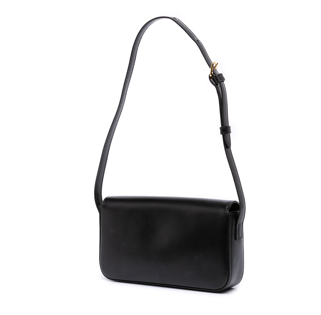 Celine Shiny Calfskin Claude Shoulder Bag Zwart