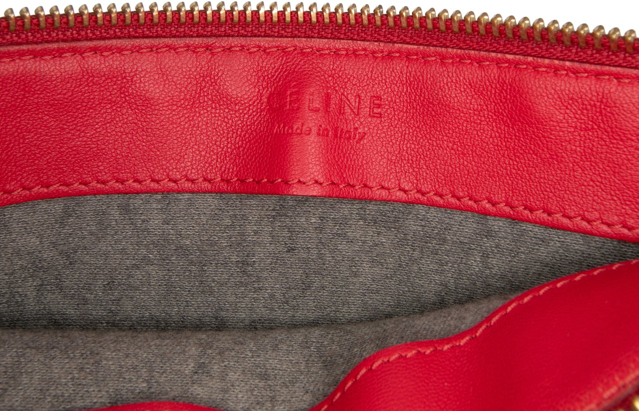 Celine Small Lambskin Trio Crossbody Rood