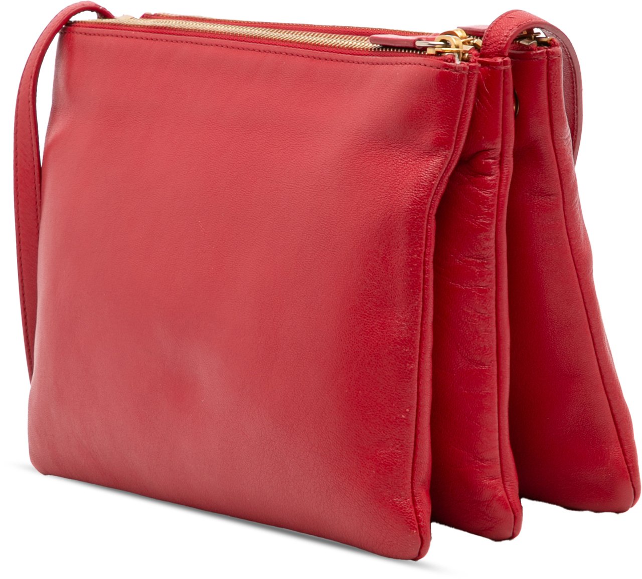 Celine Small Lambskin Trio Crossbody Rood