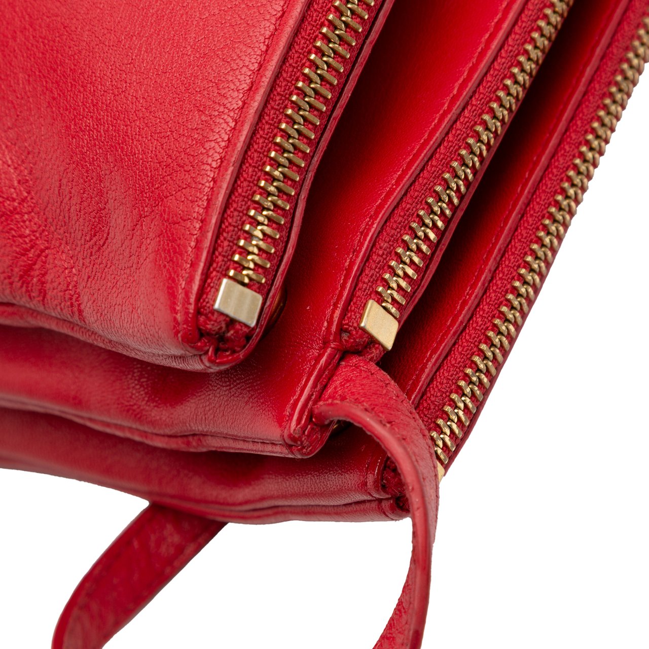 Celine Small Lambskin Trio Crossbody Rood