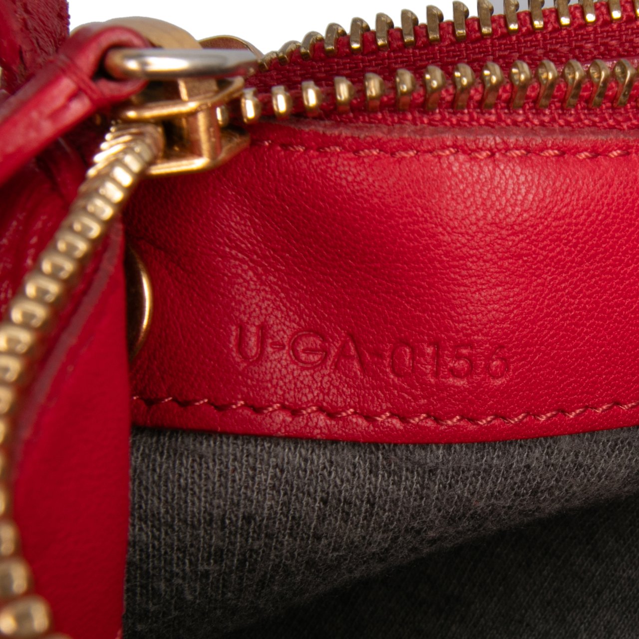 Celine Small Lambskin Trio Crossbody Rood