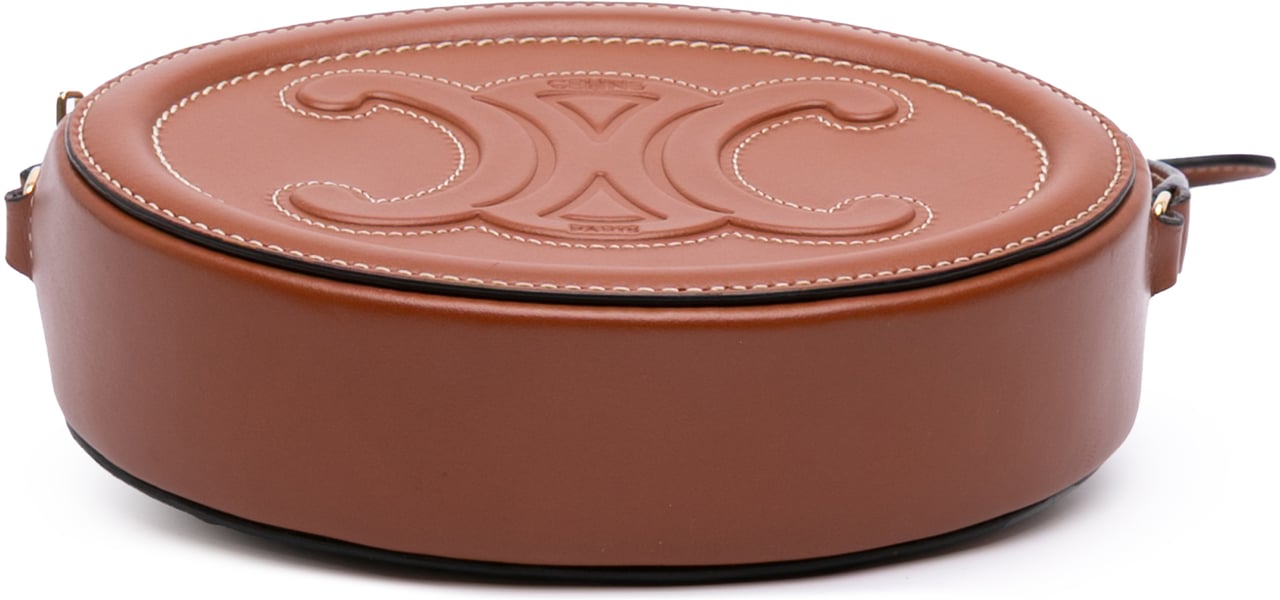 Celine Small Calfskin Cuir Triomphe Oval Crossbody Bruin