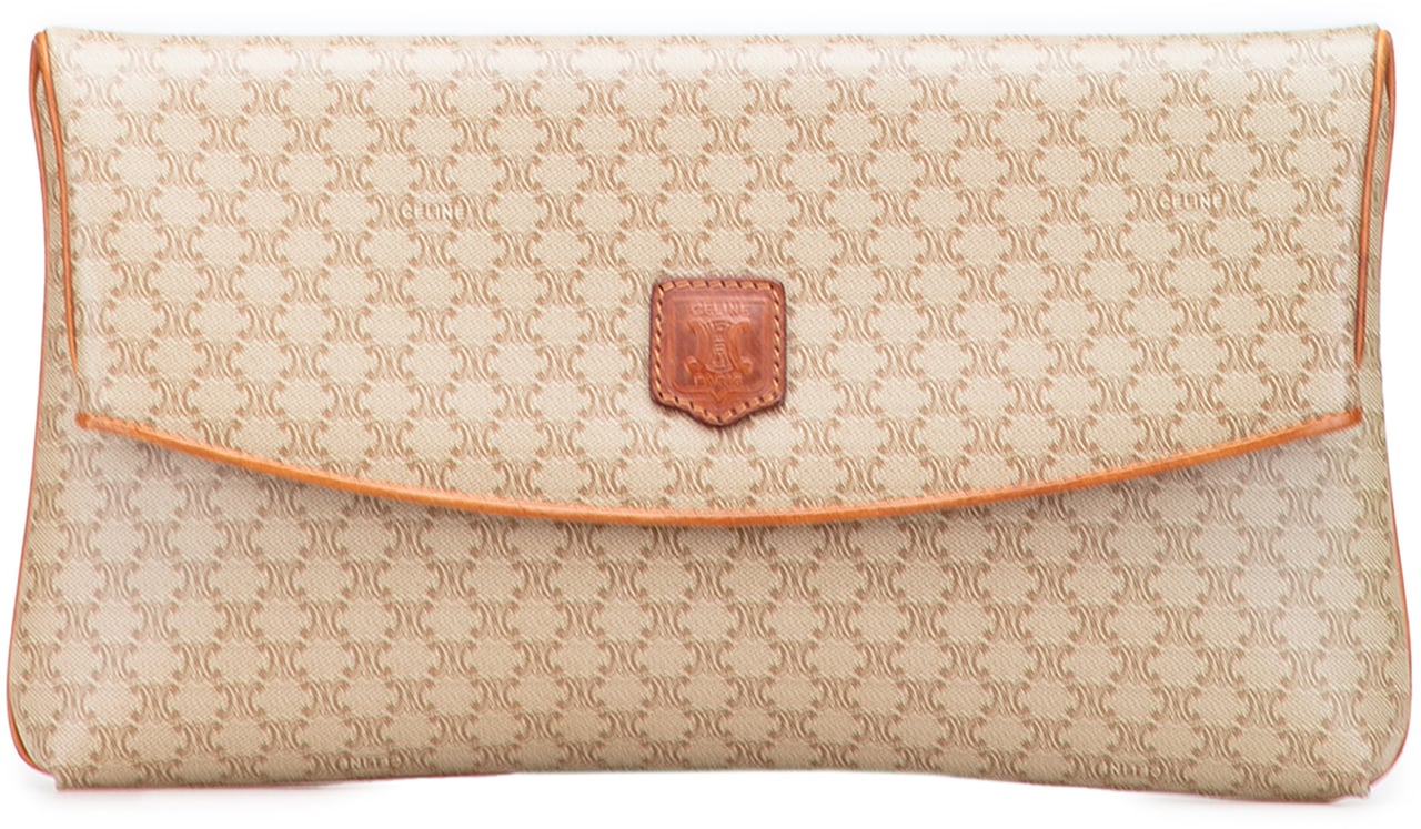 Celine Macadam Coated Canvas Clutch Bruin