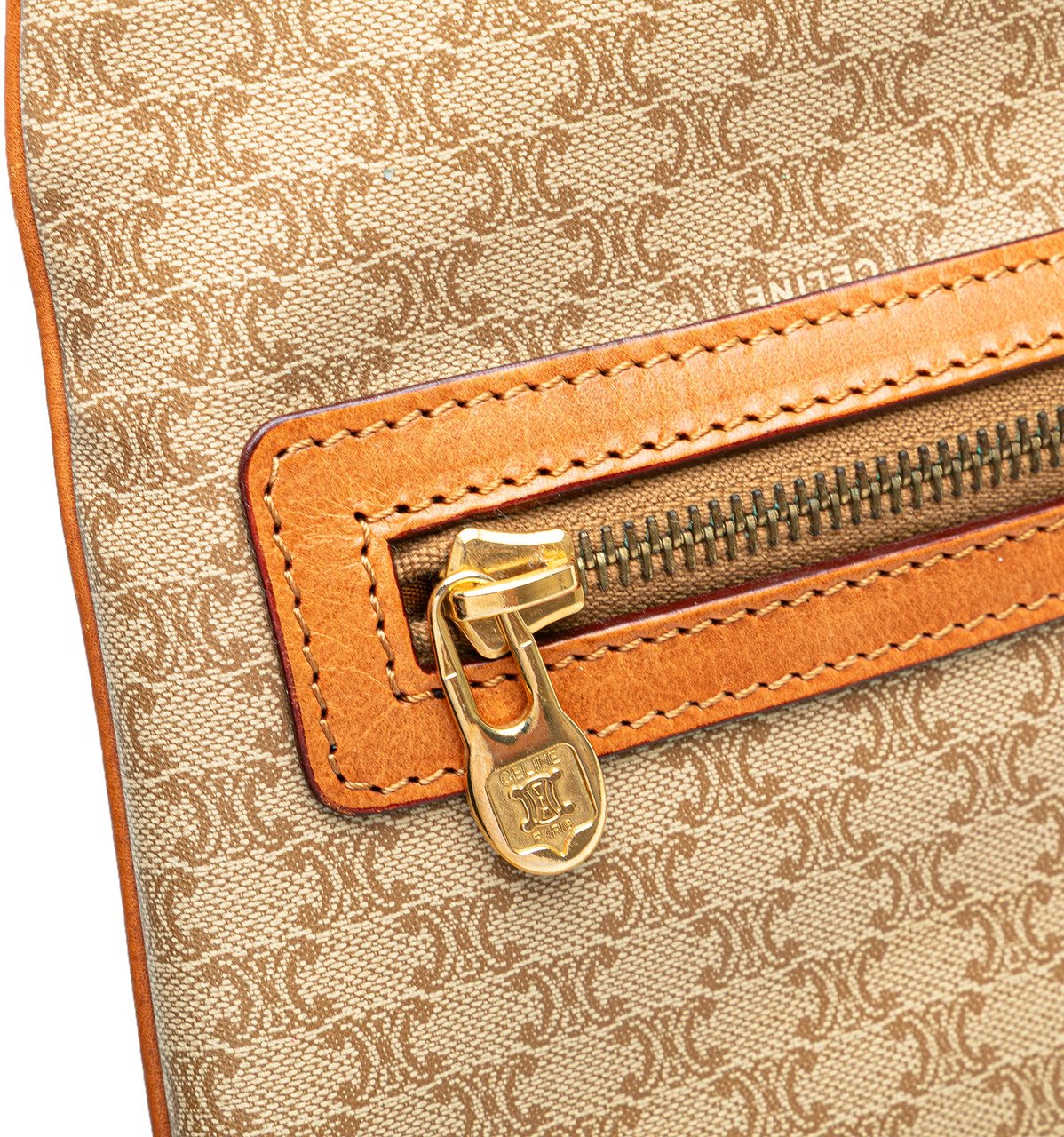 Celine Macadam Coated Canvas Clutch Bruin