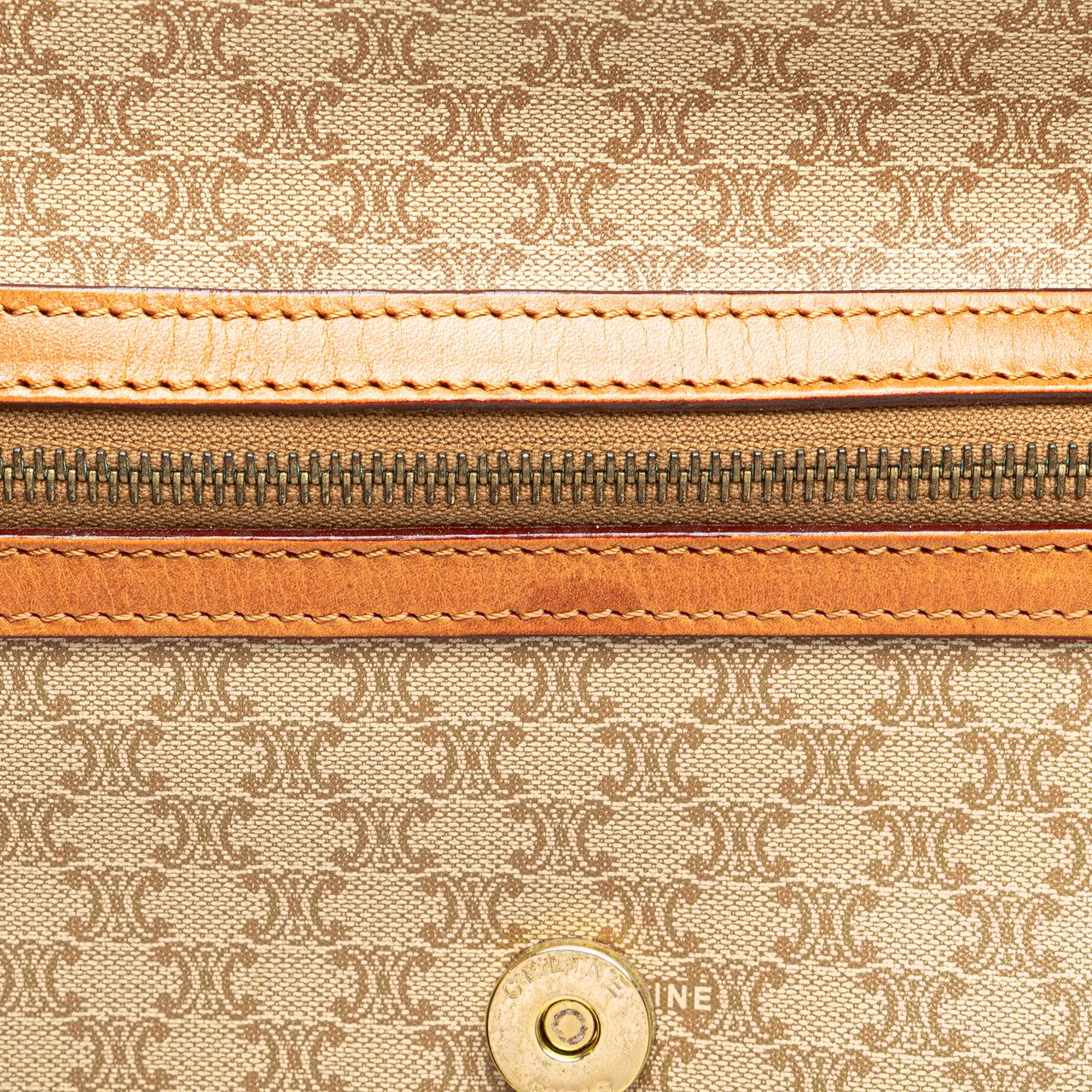 Celine Macadam Coated Canvas Clutch Bruin