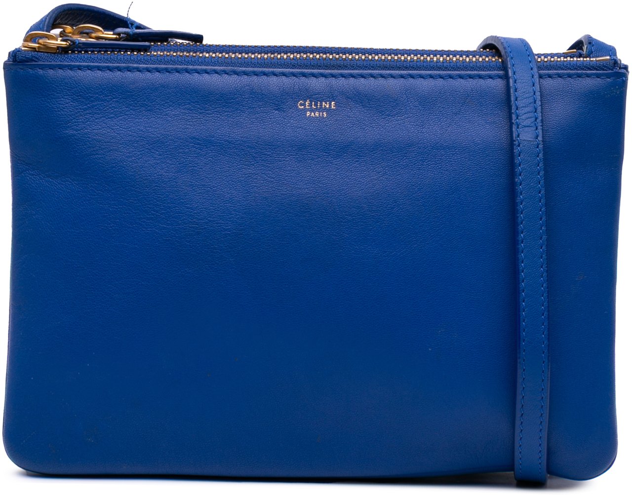Celine Small Lambskin Trio Crossbody Blauw
