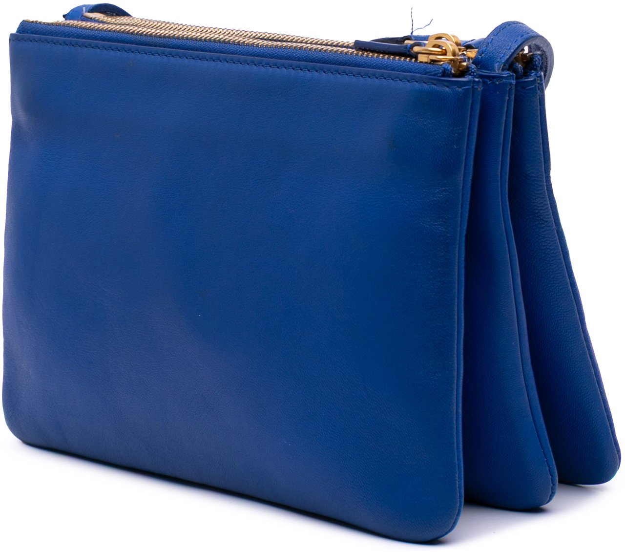 Celine Small Lambskin Trio Crossbody Blauw
