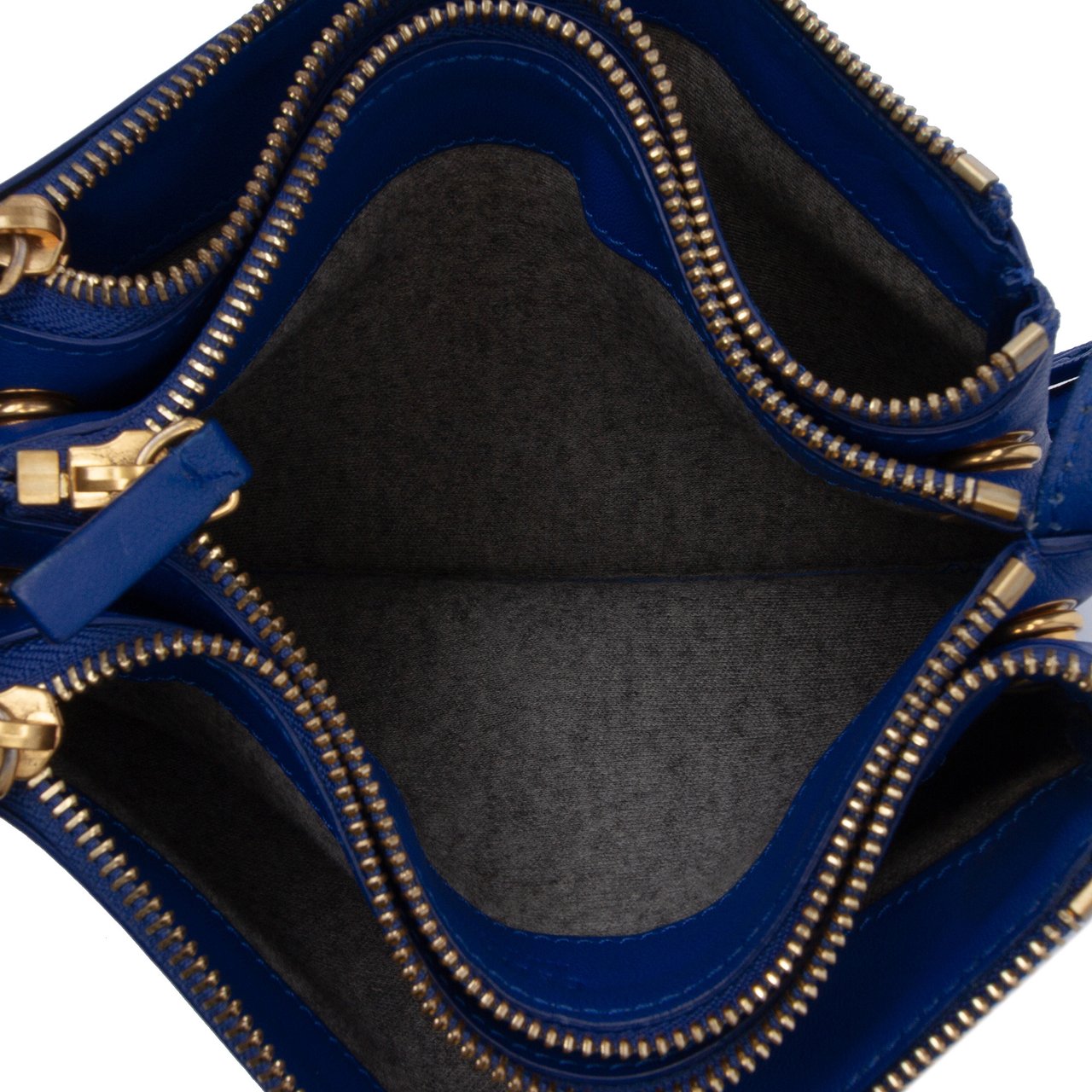 Celine Small Lambskin Trio Crossbody Blauw