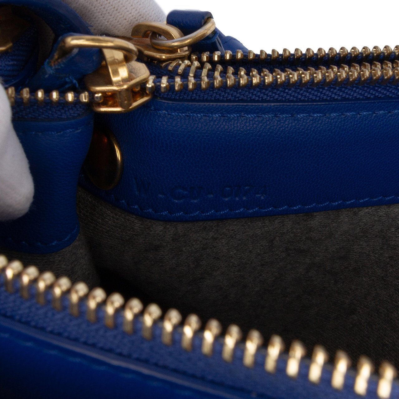Celine Small Lambskin Trio Crossbody Blauw