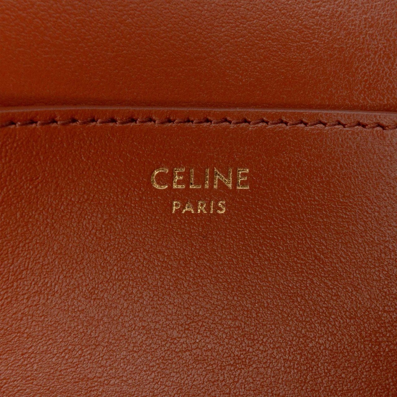 Celine Smooth Calfskin Tabou Clutch on Strap Bruin