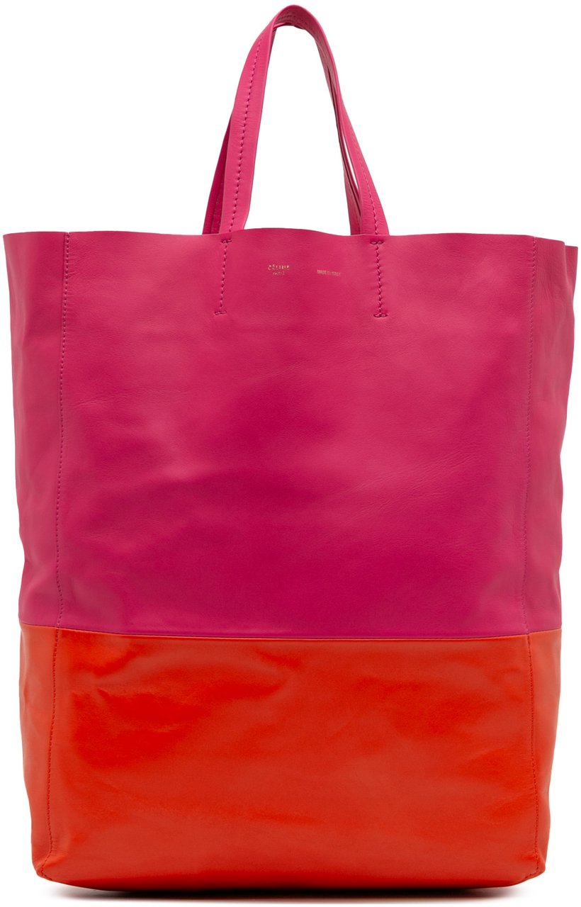 Celine Bicolor Leather Vertical Cabas Tote Roze