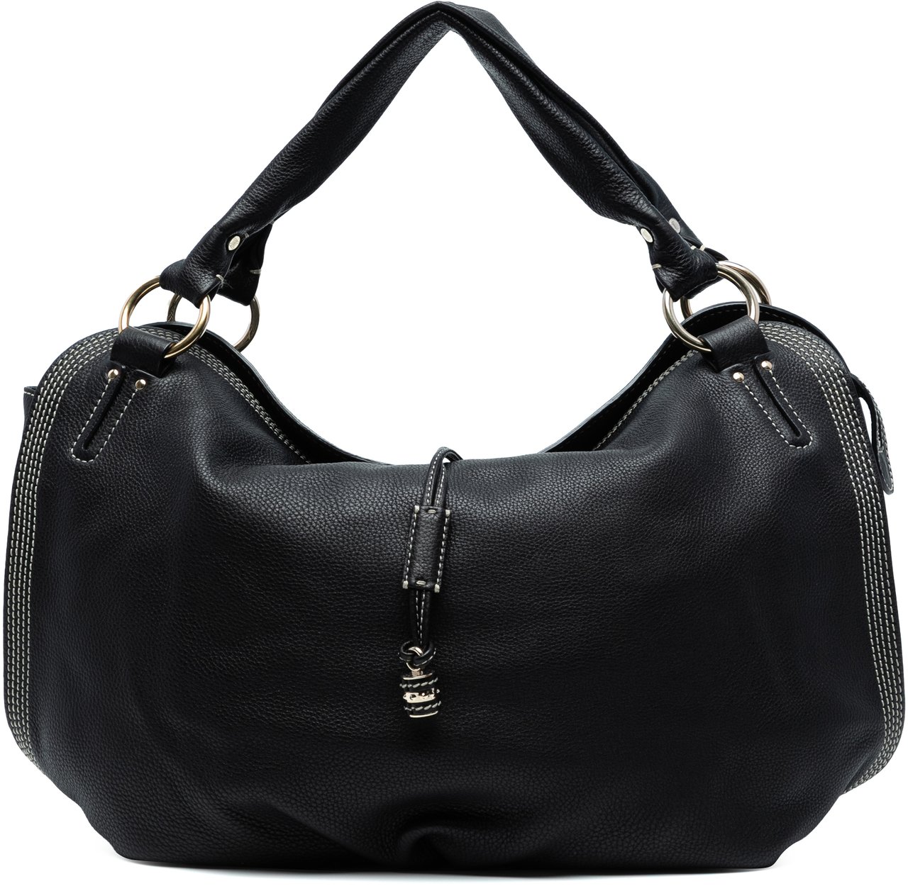 Celine Large Grained Calfskin Bittersweet Hobo Zwart