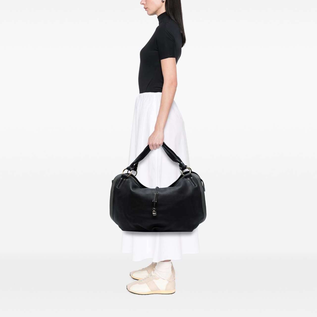 Celine Large Grained Calfskin Bittersweet Hobo Zwart