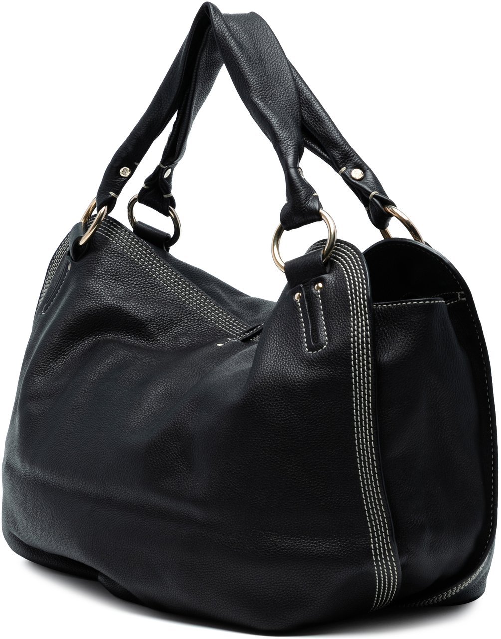 Celine Large Grained Calfskin Bittersweet Hobo Zwart