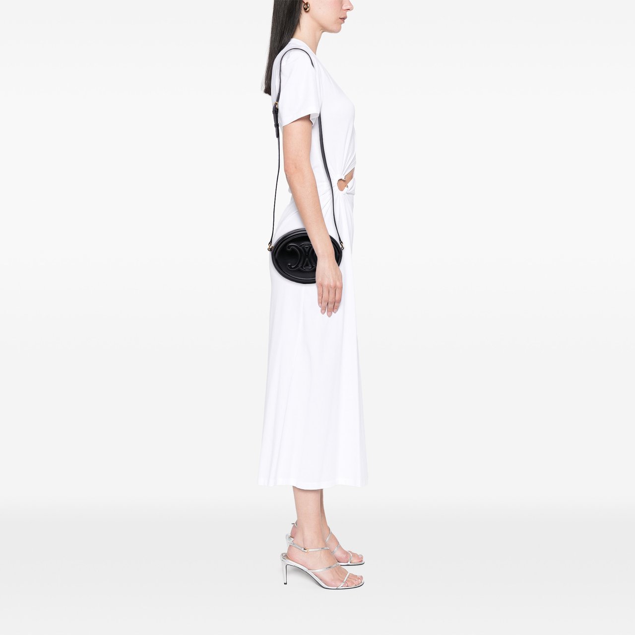 Celine Small Calfskin Cuir Triomphe Oval Crossbody Zwart