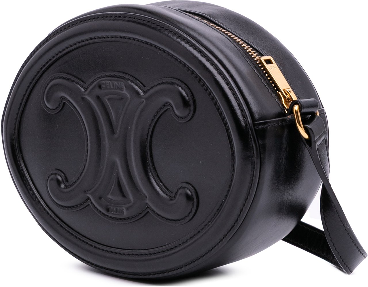 Celine Small Calfskin Cuir Triomphe Oval Crossbody Zwart