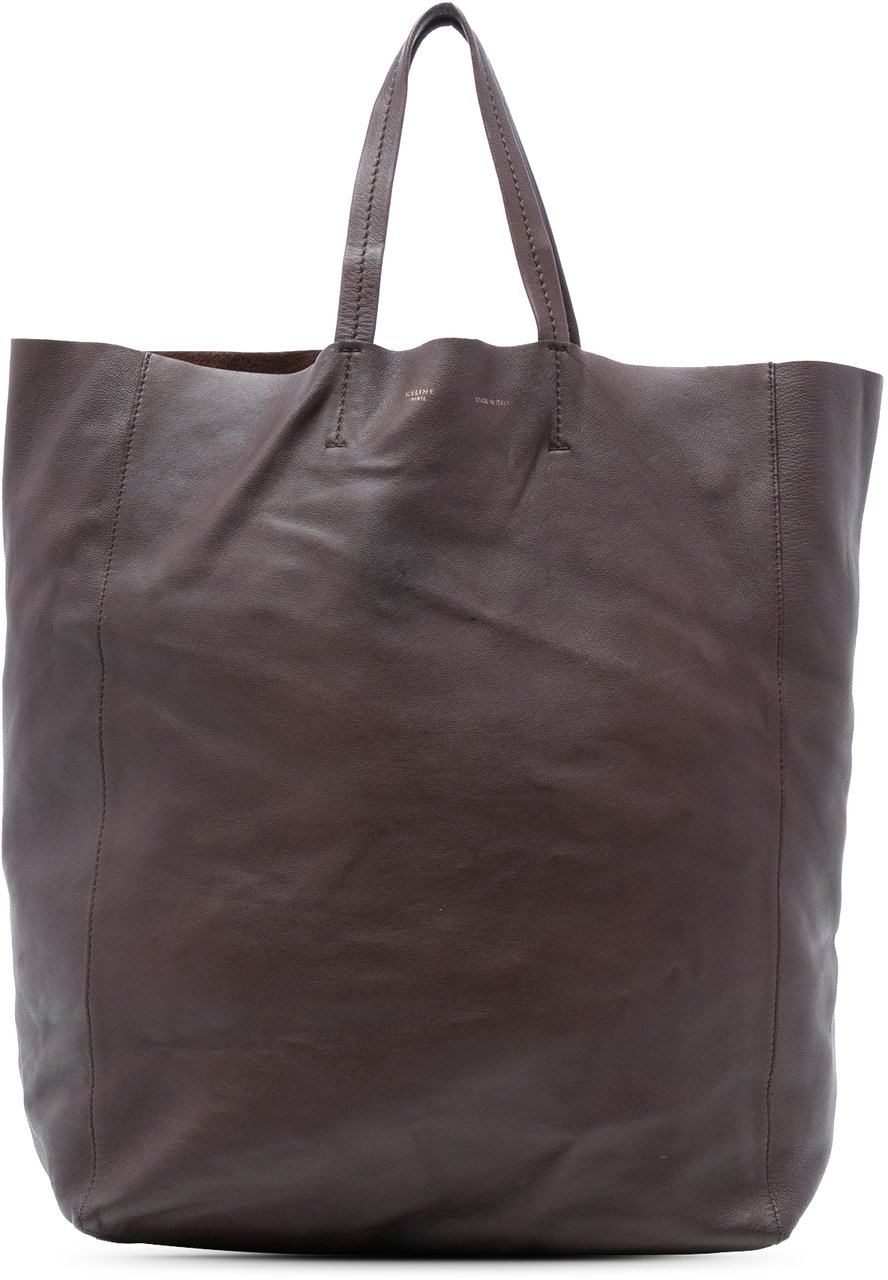 Celine Leather Vertical Cabas Tote Bruin