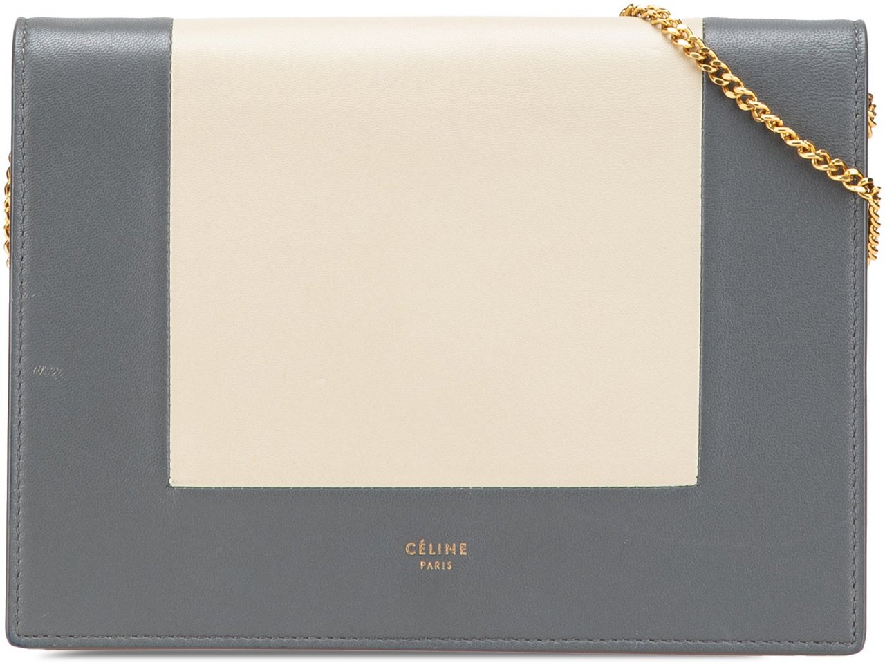 Celine Leather Frame Wallet on Chain Grijs