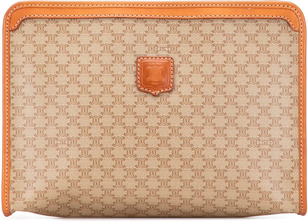 Celine Macadam Coated Canvas Clutch Bruin