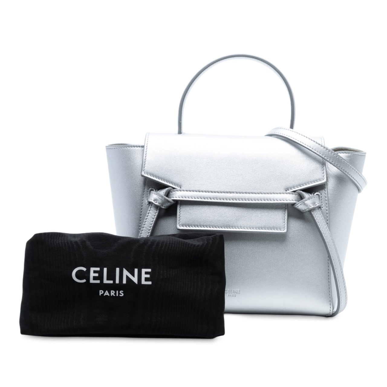 Celine Nano Laminated Calfskin Belt Bag Zilver