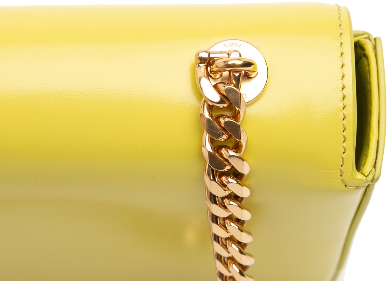 Celine Calfskin Cuir Triomphe Chain Shoulder Bag Geel