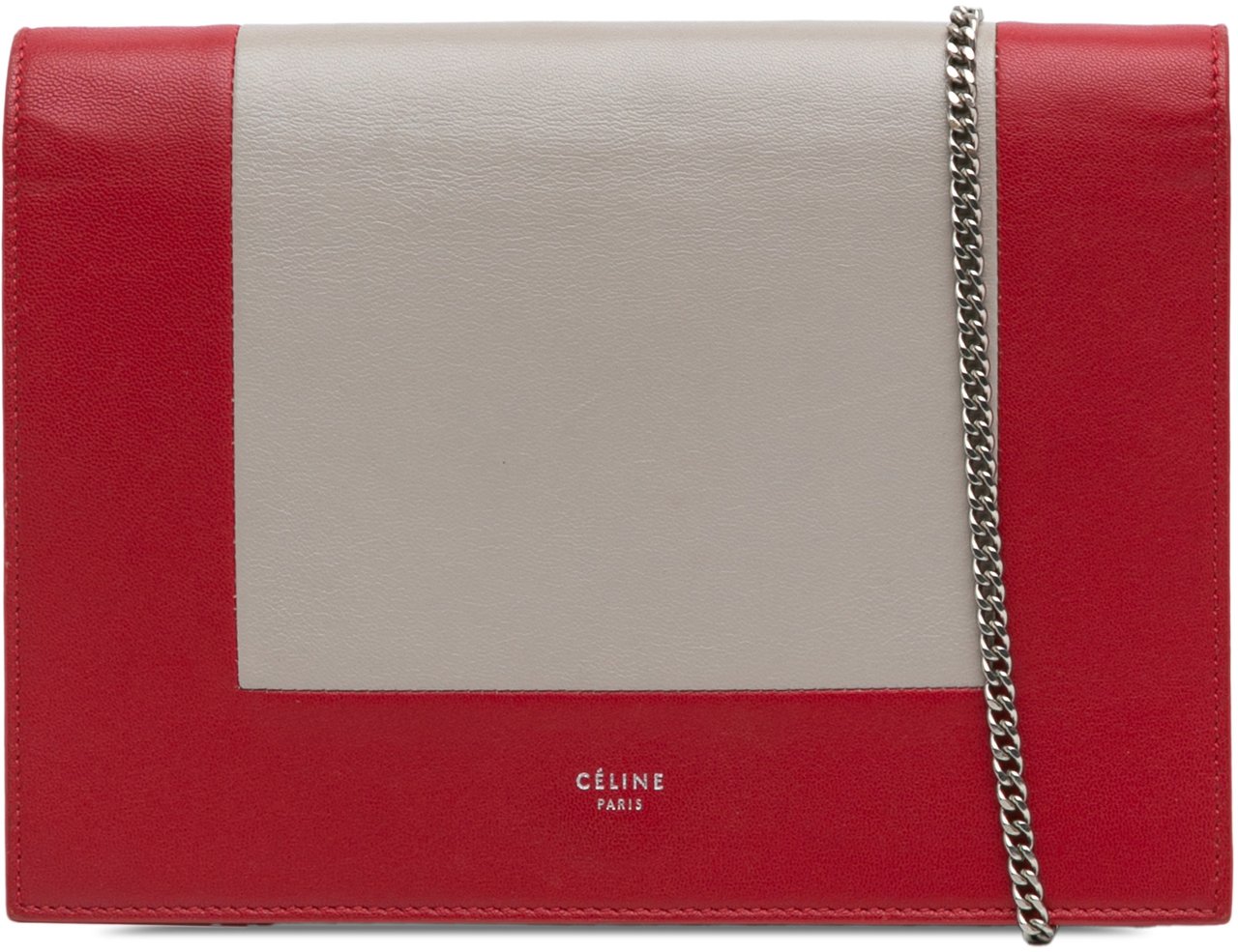 Celine Leather Frame Wallet on Chain Rood