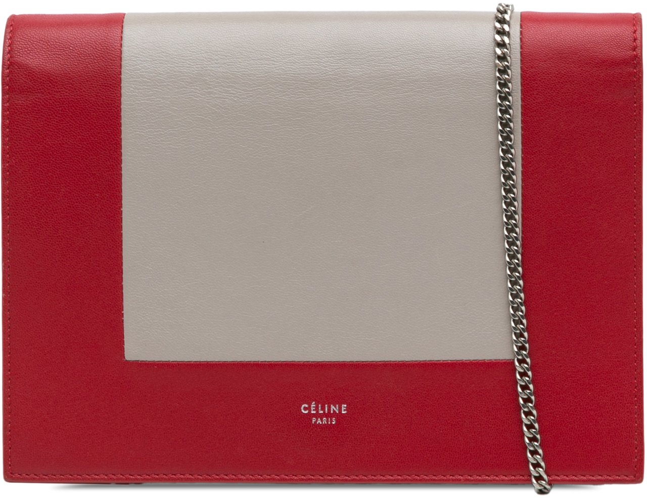 Celine Leather Frame Wallet on Chain Rood