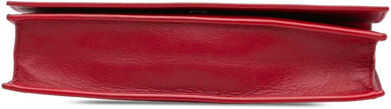 Celine Leather Frame Wallet on Chain Rood