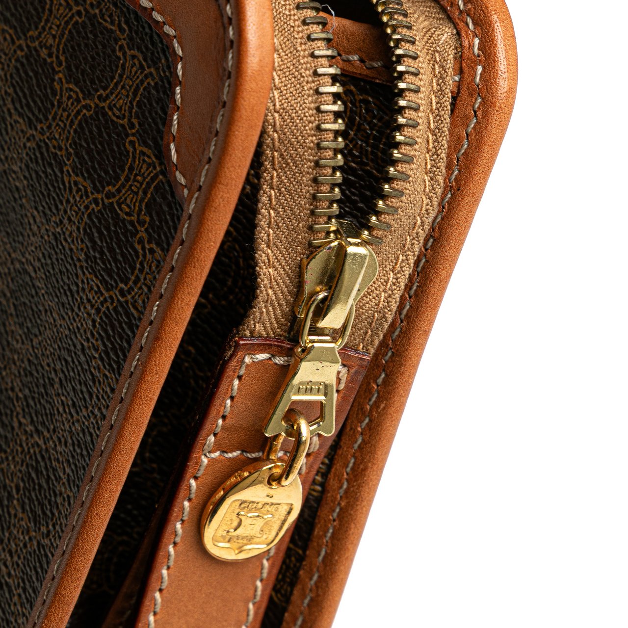 Celine Macadam Coated Canvas Clutch Bruin