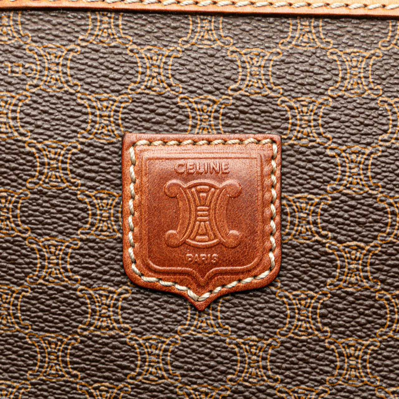 Celine Macadam Coated Canvas Clutch Bruin