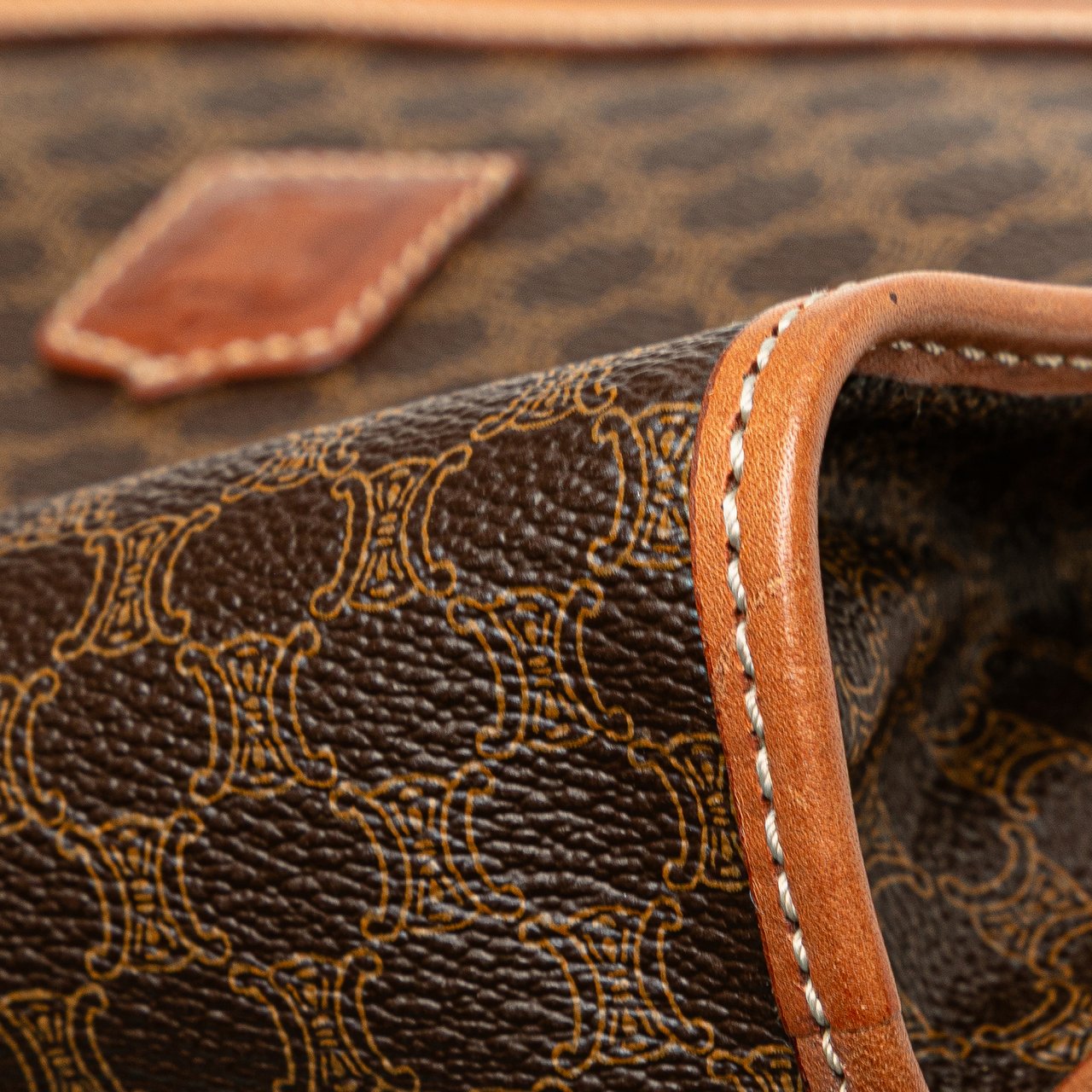 Celine Macadam Coated Canvas Clutch Bruin