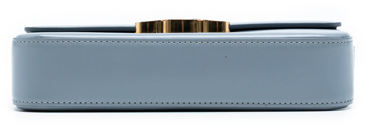 Celine Shiny Calfskin Triomphe Claude Shoulder Bag Blauw