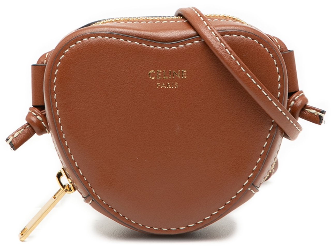 Celine Micro Leather Heart Crossbody Bruin