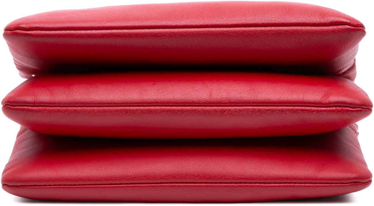 Celine Small Lambskin Trio Crossbody Rood