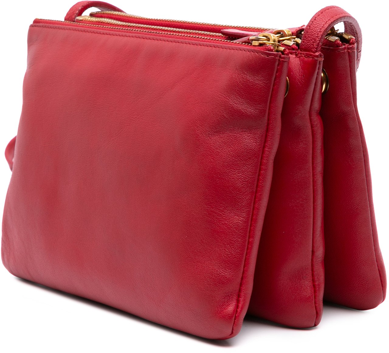 Celine Small Lambskin Trio Crossbody Rood