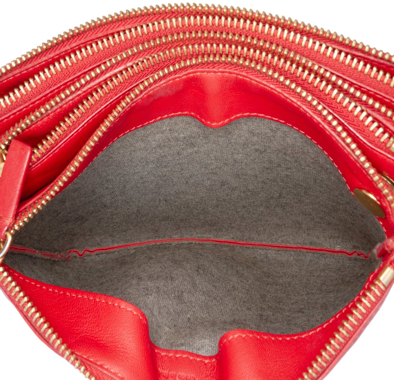 Celine Small Lambskin Trio Crossbody Rood